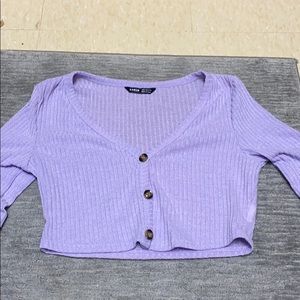 purple button up crop top.  NWOT